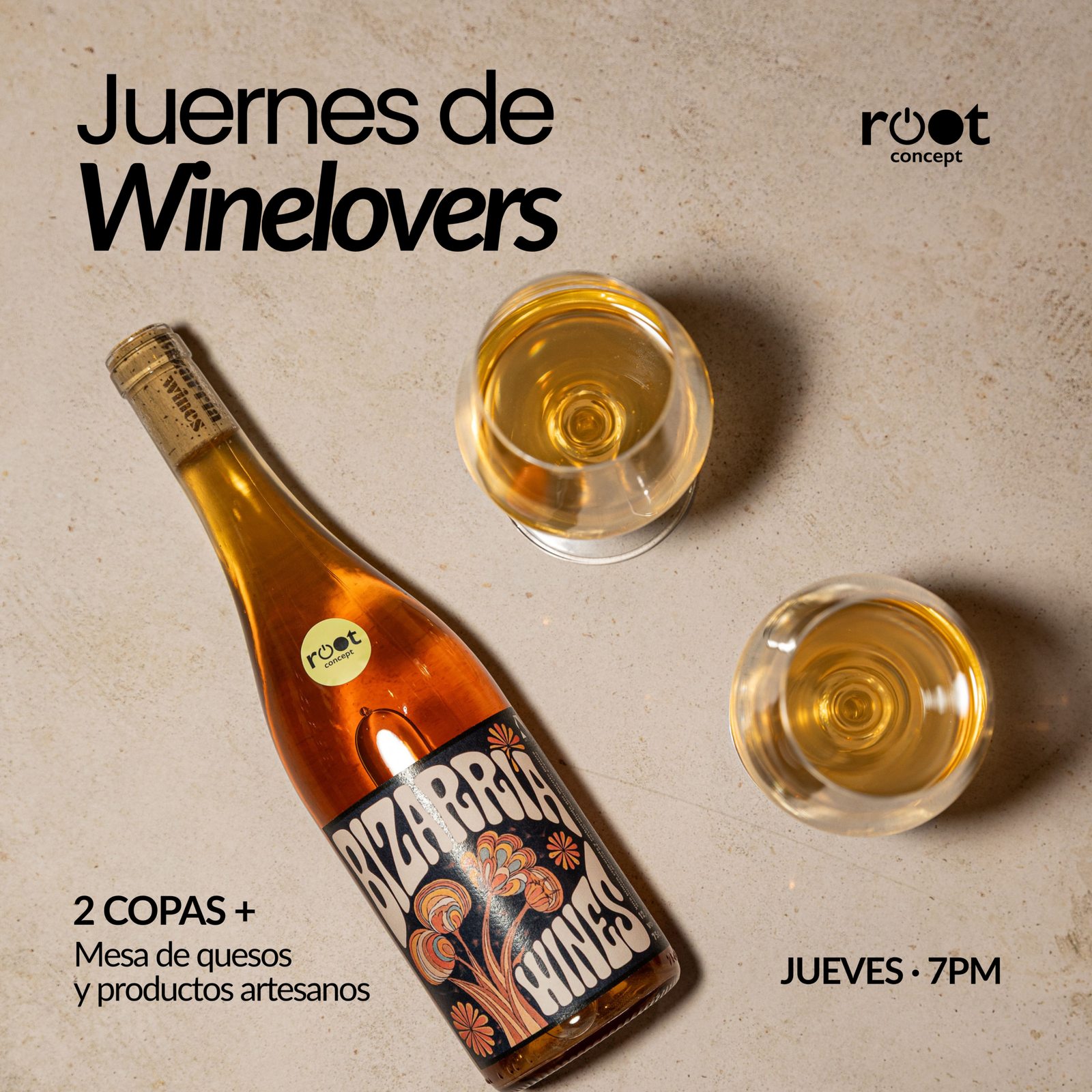 juernes de winelovers 2 copas y buen rollito en root concept tienda de vinos naturales madrid malasana